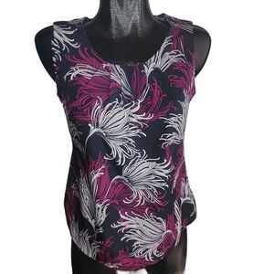 Banana Republic Navy Floral Sleeveless Tunic with Magenta & White Print